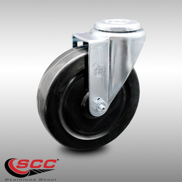 5 Inch SS Hard Rubber Wheel Swivel Bolt Hole Caster